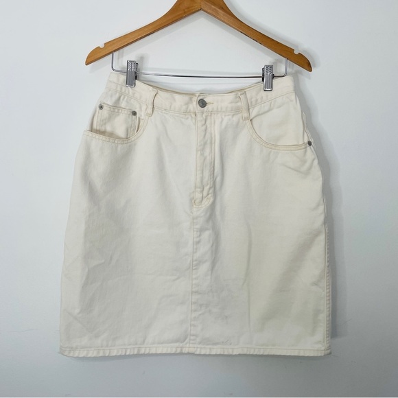 Classic Cream Denim Skirt - Picture 1 of 4